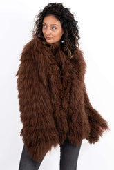 Women's exclusive coat Alina from Mongolian lamb Brown