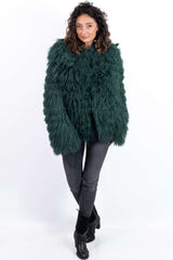Women's exclusive coat Alina from Mongolian lamb Green