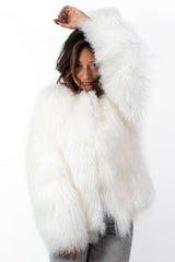 Women's exclusive coat Alina from Mongolian lamb White