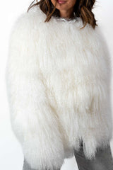 Women's exclusive coat Alina from Mongolian lamb White
