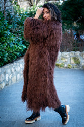 Women's exclusive long coat from Mongolian lamb