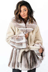 Women's chinchilla coat Alina Beige