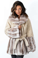 Women's chinchilla coat Alina Beige