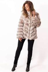 Women's chinchilla coat Lorraine Beige Melange