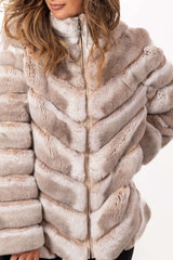 Women's chinchilla coat Lorraine Beige Melange