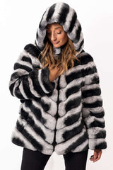 Women's chinchilla coat Lorraine with Hood