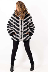 Women's chinchilla coat Lorraine with Hood