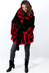Women's chinchilla coat Alina Red