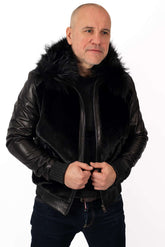 Men's coat Bobby with Black Fox Collar