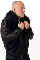 Men's coat Bobby with Black Fox Collar