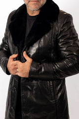 Men's coat Eric with mink collar