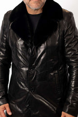 Men's coat Eric with mink collar