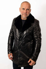 Men's coat Eric with mink collar