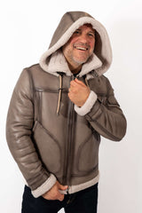 Men's leather coat Victor with hood