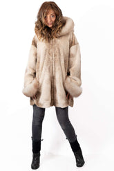 Exklusiver Damen-Alpakamantel Valentina Beige Melange