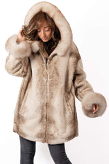 Women's exclusive alpaca coat Valentina Beige Melange