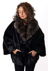 Women's exclusive Alpaca coat Charlotte Black-Brown