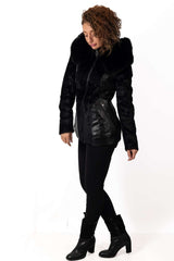 Women's exclusive Alpaca Gery coat with hood Black