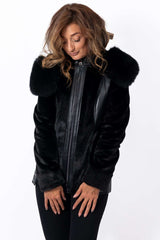 Women's exclusive Alpaca Vihra coat with hood Black