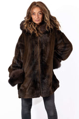Women's exclusive alpaca coat Valentina Brown Melange
