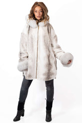 Exklusiver Damen-Alpakamantel Valentina Weiß Melange