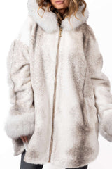 Women's exclusive alpaca coat Valentina White Melange