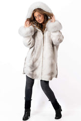 Women's exclusive alpaca coat Valentina White Melange
