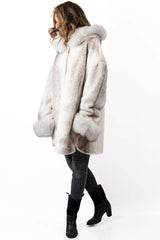 Women's exclusive alpaca coat Valentina White Melange