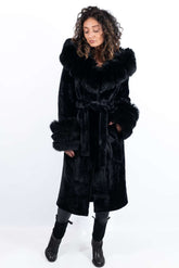 Women's exclusive alpaca coat Amelia with hood