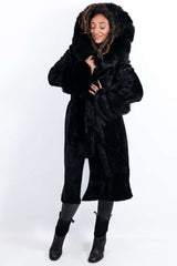 Women's exclusive alpaca coat Amelia with hood