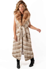 Women's exclusive alpaca coat-vest with Fox