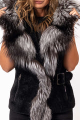 Women's exclusive alpaca Vest with Silver Fox