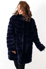 Women's chinchilla coat Valeria 2 in 1 Blue