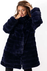 Women's chinchilla coat Valeria 2 in 1 Blue