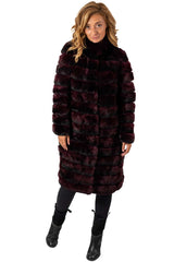 Women's chinchilla coat Valeria 2 in 1 Bordo