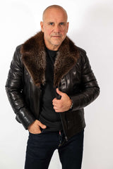 Men's Coat John with Wolf collar