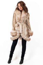 Women's exclusive Alpaca coat Militsa Short Beige Melange