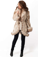 Women's exclusive Alpaca coat Militsa Short Beige Melange
