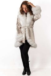 Women's exclusive Alpaca coat Militsa Short White Melange