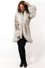 Women's exclusive Alpaca coat Militsa Short White Melange