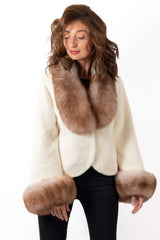 Women's exclusive alpaca coat Ava Short White