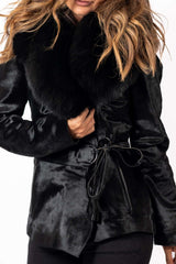 Women's exclusive coat Pony Black Short