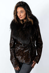 Women's exclusive coat Pony Leopard Short