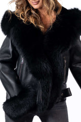 Women's exclusive lambskin coat Alexa with hood