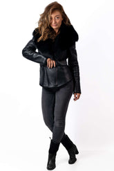 Women's exclusive lambskin coat Alexiana Black