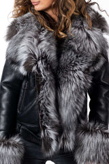 Women's exclusive lambskin coat Alexa Silver