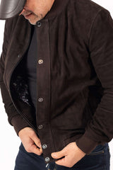 Men's Leather Bomber Jacket Alex Brown Suede