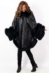 Women's leather cape Black