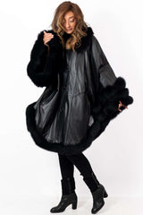 Women's leather cape Black