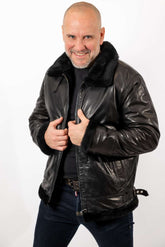 Men's leather coat Biser Black